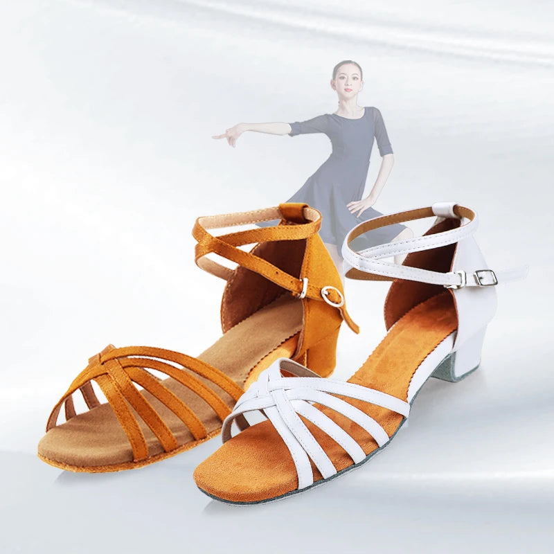 Latin Shoes for Girls Women Low Heel Latino Salsa Modern Ballroom Shoes Tango Salsa Rumba Latin Dance Shoes