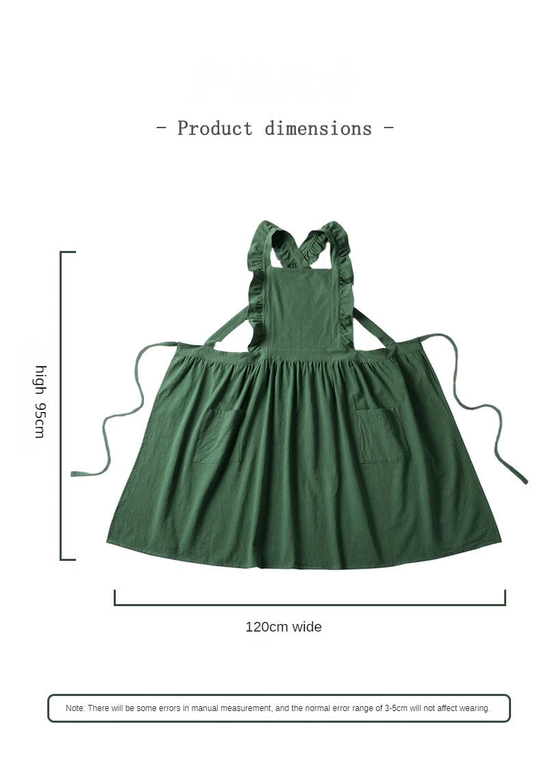 Kitchen Apron Ruffled with Pockets for Chef Gardening Cross Back Work Women with Big Pinafore Dress Baking Cooking BBQ & Grill