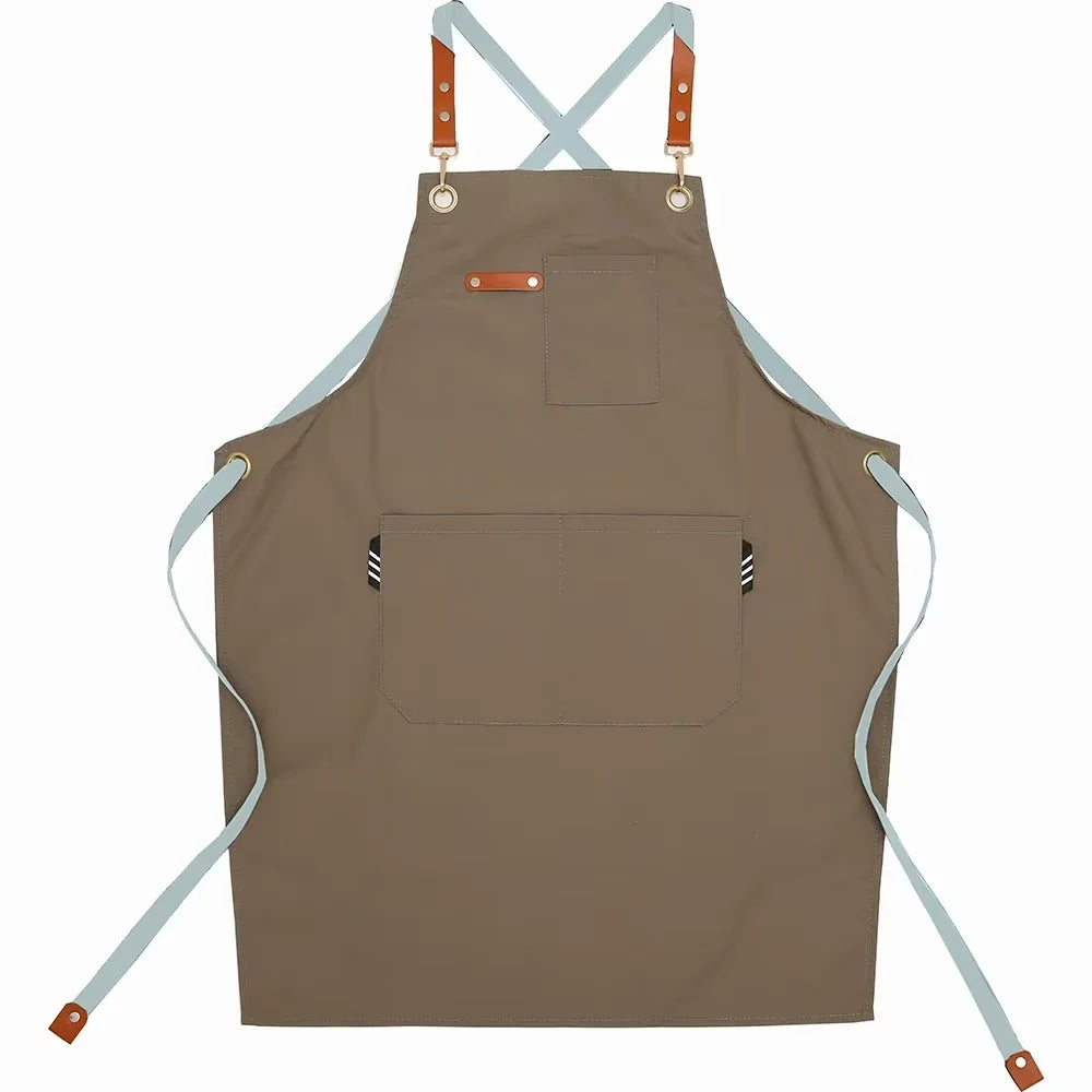 Kitchen Waterproof Apron Manufacturers Customized Logo Apron With Pockets for Restaurant Bar Shop Cafes Beauty Nails Studios