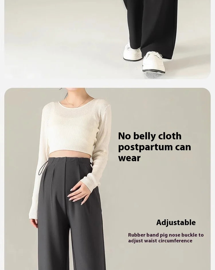 Maternity Pants Spring and Autumn Outside Wear No Support Wide Leg Pants Fall Pregnancy Not Strangling Belly Pants Maternity Wea