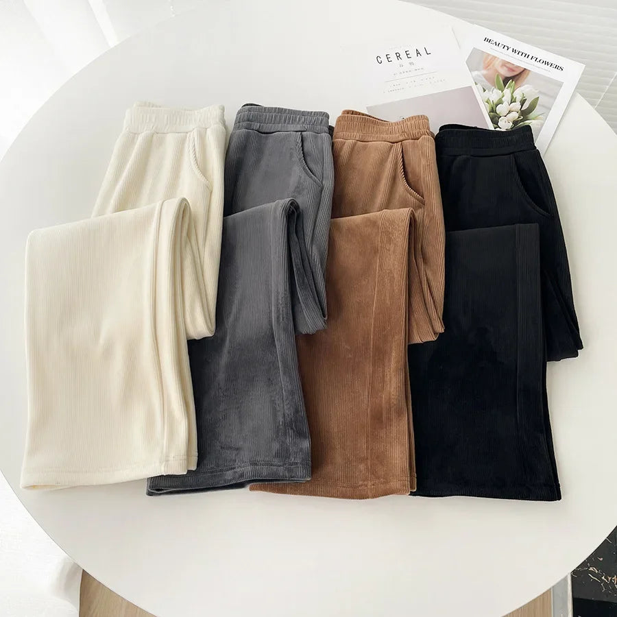 Wide-leg Trousers Women Autumn Winter 2025 New High Waist Draping Straight Tube Casual Versatility Floor Straight leg pants