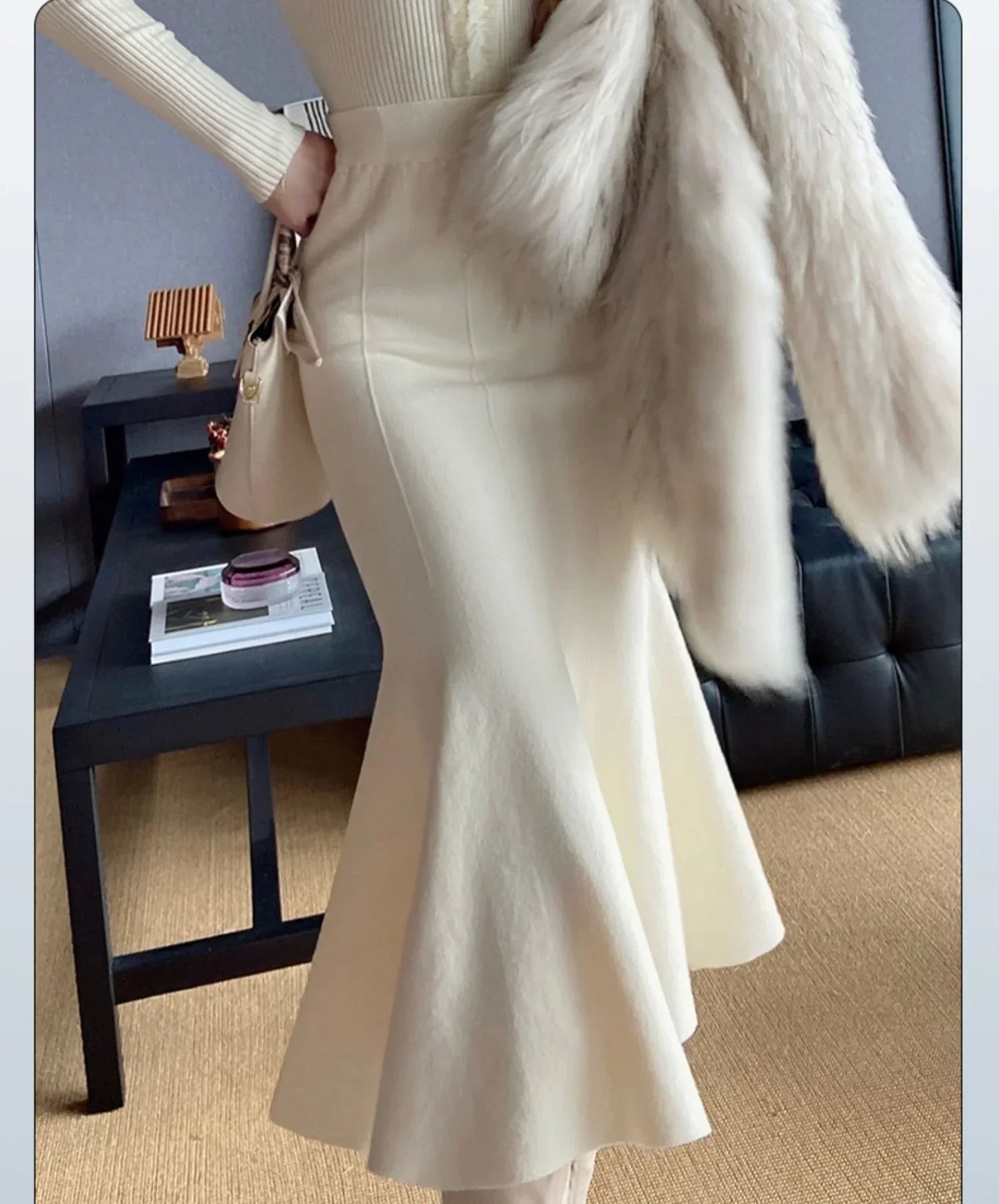 Women's Skirts 2025 Autumn Winter Fashion Knitted Long Skirts for Women Green Vintage Slim Office Lady A-LINE Fishtail Skirt