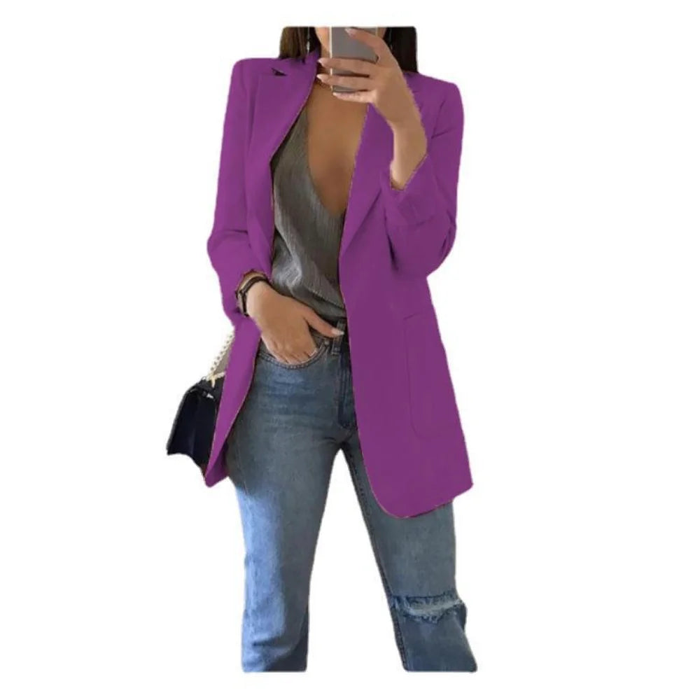 Blazer Women 2025 New Ladies Professional Office Lapel Cardigan Temperament ropa mujer Suit Jacket Casual Lady coat Solid coats