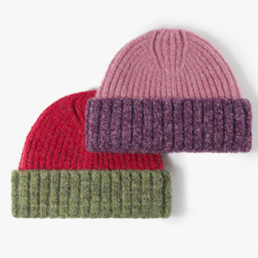 women hats autumn winter beanies knitting bicolor cute winter hats for women