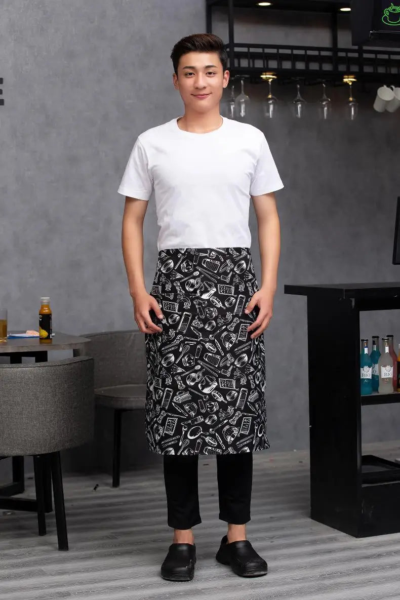 Catering Kitchen Apron for Women/Men With Pockets Work Mandil Cleaning Pinafore Restaurant  Chef Apron Shop Waiter Work Uniform