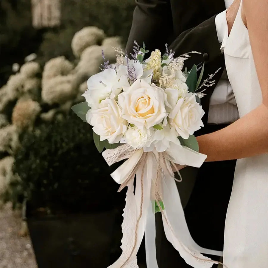 Elegant Artificial Rose Bouquet for Bride Bridesmaid Chic Realistic Everlasting Wedding Flowers Used As A Bridal Bridesmaid 