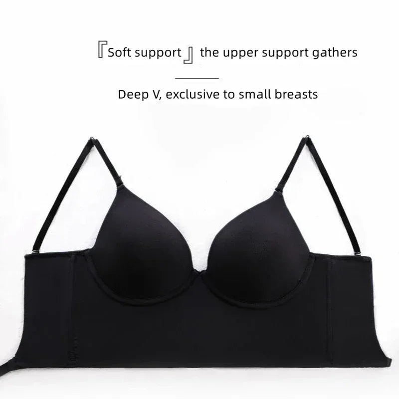 Women's Backless Bra Sexy Invisible Bralette Lace Wedding Bras Low Back Underwear Push Up Brassiere Seamless Lingerie Corset Bra