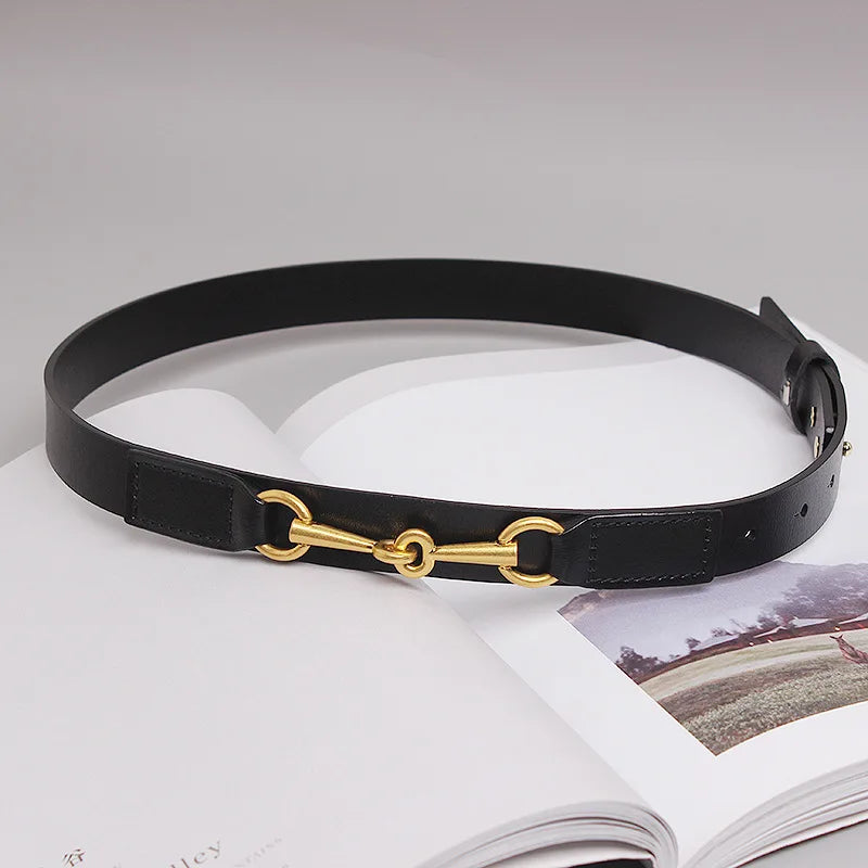 Women's Belt New Simple Belts For Women Saddle Buckle Decoration Cowhide Belt Female