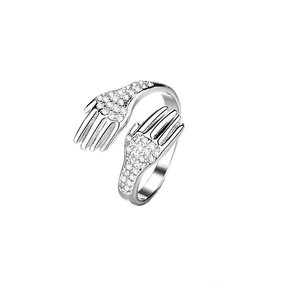 AAA Zircon Simple Geometric Ring Elegant Women's Daily Work Opening Adjustable Rings for Women Bridal Engagement Jewelry Gift