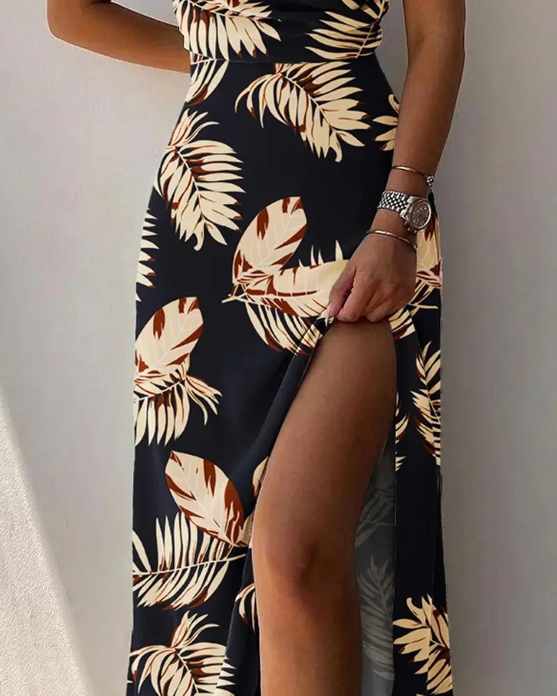 Elegant Women Sexy Dresses Summer Fashion Print Gradient Solid Out Off Shoulder V-Neck Female Camisole Dress Bandage Dress