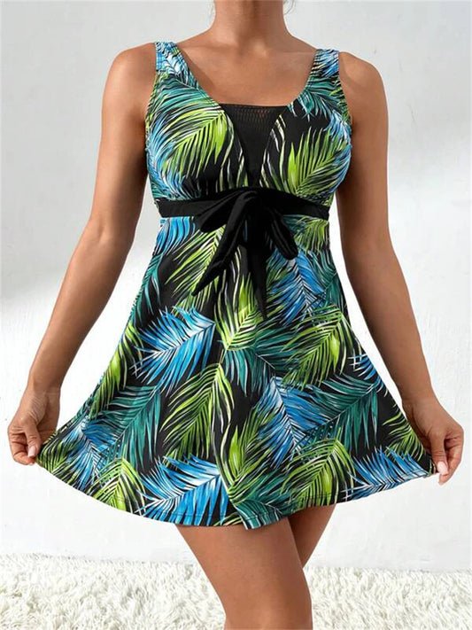 Two Piece Swimsuit Women 2025 New Print Sling Long Dress Swimwear Summer Thong Tankini Beach Wear Bathing Suit Female Swimming