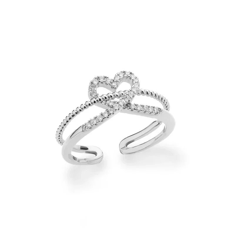 AAA Zircon Simple Geometric Ring Elegant Women's Daily Work Opening Adjustable Rings for Women Bridal Engagement Jewelry Gift