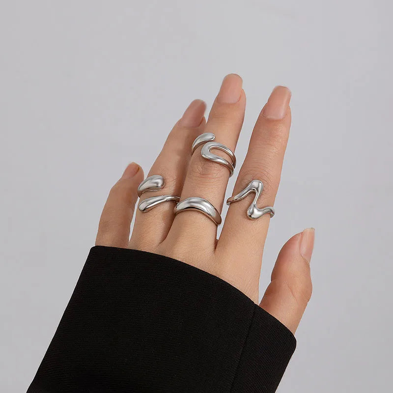 Irregular Geometric Rings For Women Girls Punk Fashion Gold Silver Color Knuckle Joint Ring