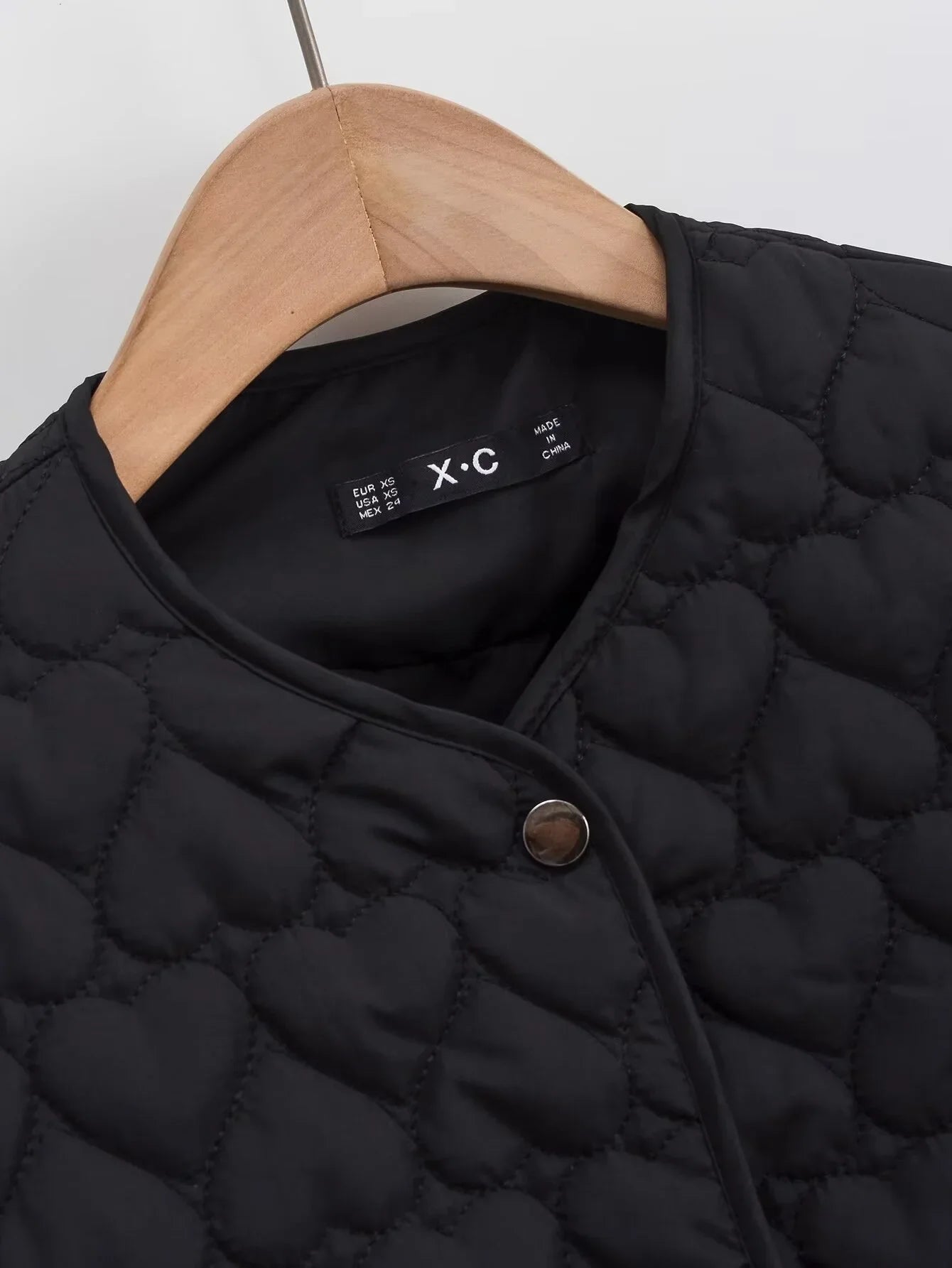 Women's outerwear 2025 heart-shaped quilted cotton jacket women's Korean round neck jacket cotton jacket