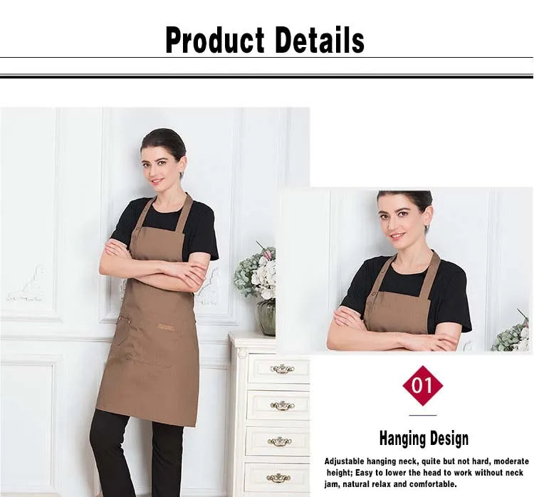 New Fashion Kitchen Aprons for Woman Men Chef Work Apron for Grill Restaurant Bar Shop Cafes Beauty Nails Studios Uniform