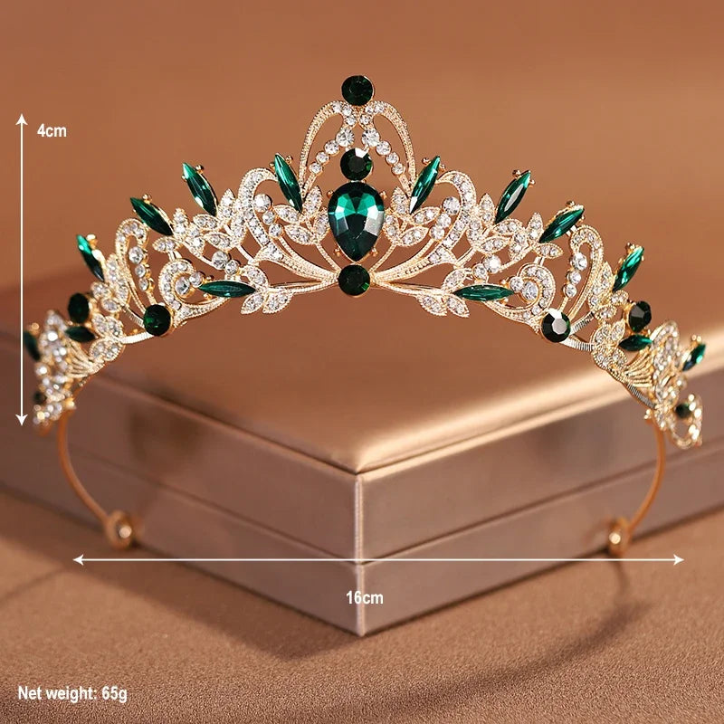 Bridal Headwear Gold-Colour Women's Full Of Classical Temperament Wedding Crown Girl Birthday Dazzling Tiaras
