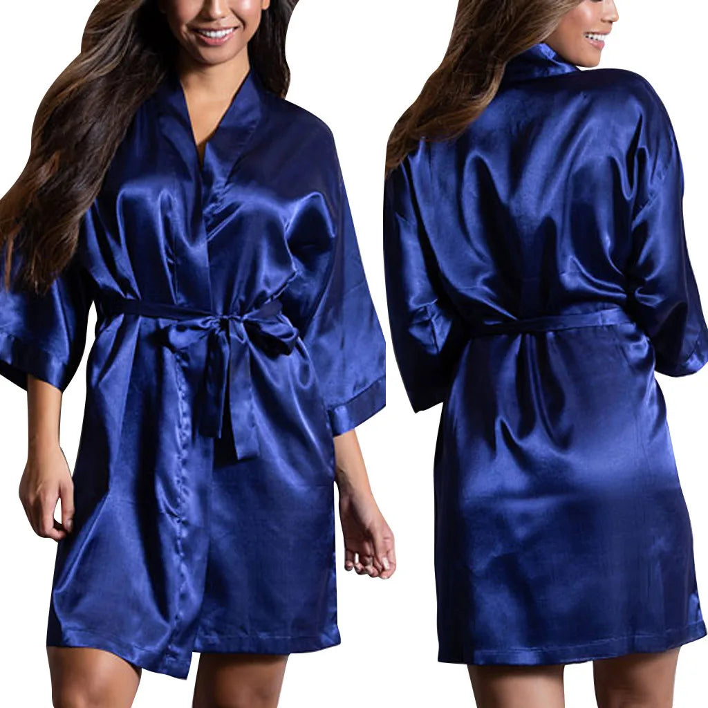 Women'S Pajamas Womens Sexy Satin Sleepwear Lingerie Nightwear  Night Gown Robe Women'S High-Quality And Comfortable Nightgown