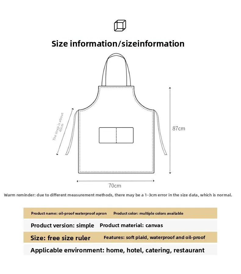 Kitchen Waterproof And Oil-resistant Apron, Work Uniform For Both Men And Women In The Catering Industry, Customizable Logo Prin