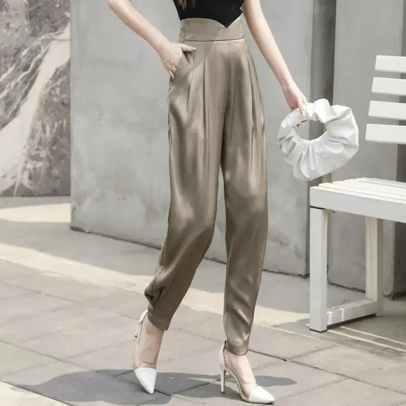 Trousers for Woman Pencil Solid Clothing Black Women's Pants High Waist Y2k Streetwear Autumn Cotton Elastic G Classic Quality