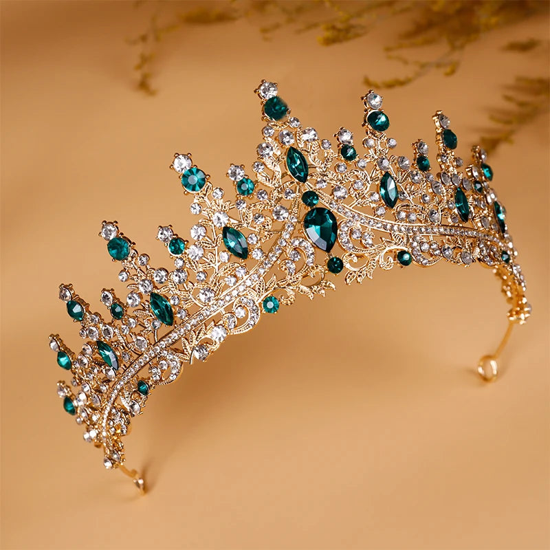Bridal Headwear - A Golden Lady Fashion Wedding Crown, Rhinestone Classic Princess Tiaras