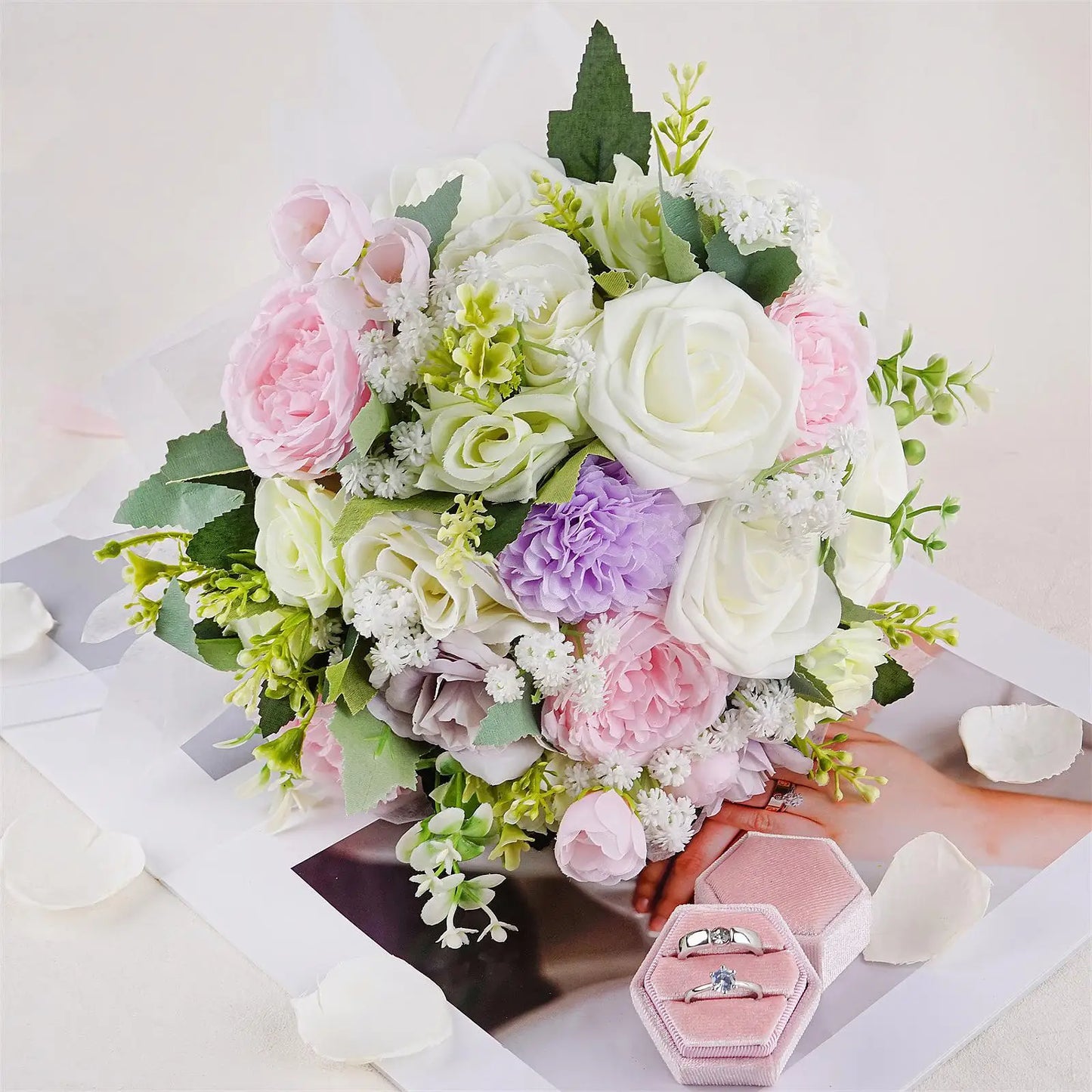 Wedding Bride Bouquets Elegant Wedding Accessories Artificial Bridal Bouquet for Party Wedding Photo Prop Anniversary Decoration