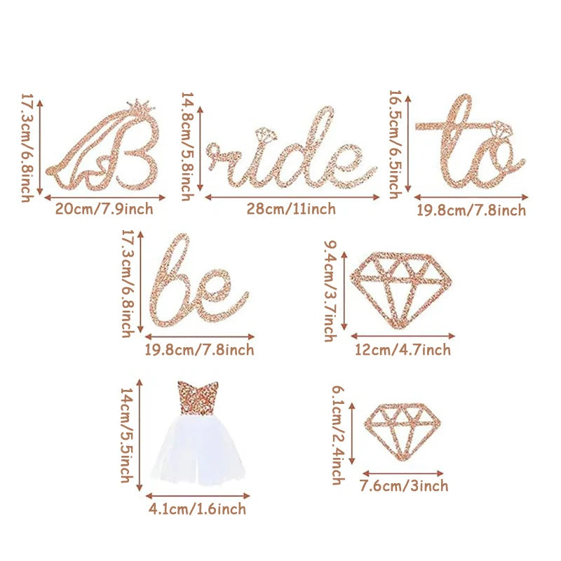 1set Rose Gold Glitter Bride to Be Banner Engagement Wedding Bridal Shower Bunting Garland Decor Bachelorette Hen Party Supplies
