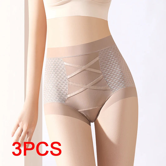 Fashion Belly Reducing Panties for Woman Women Micro Underwear Woman Ice Silk Women's Lingerie High Waist Panties Set Pack Sexy