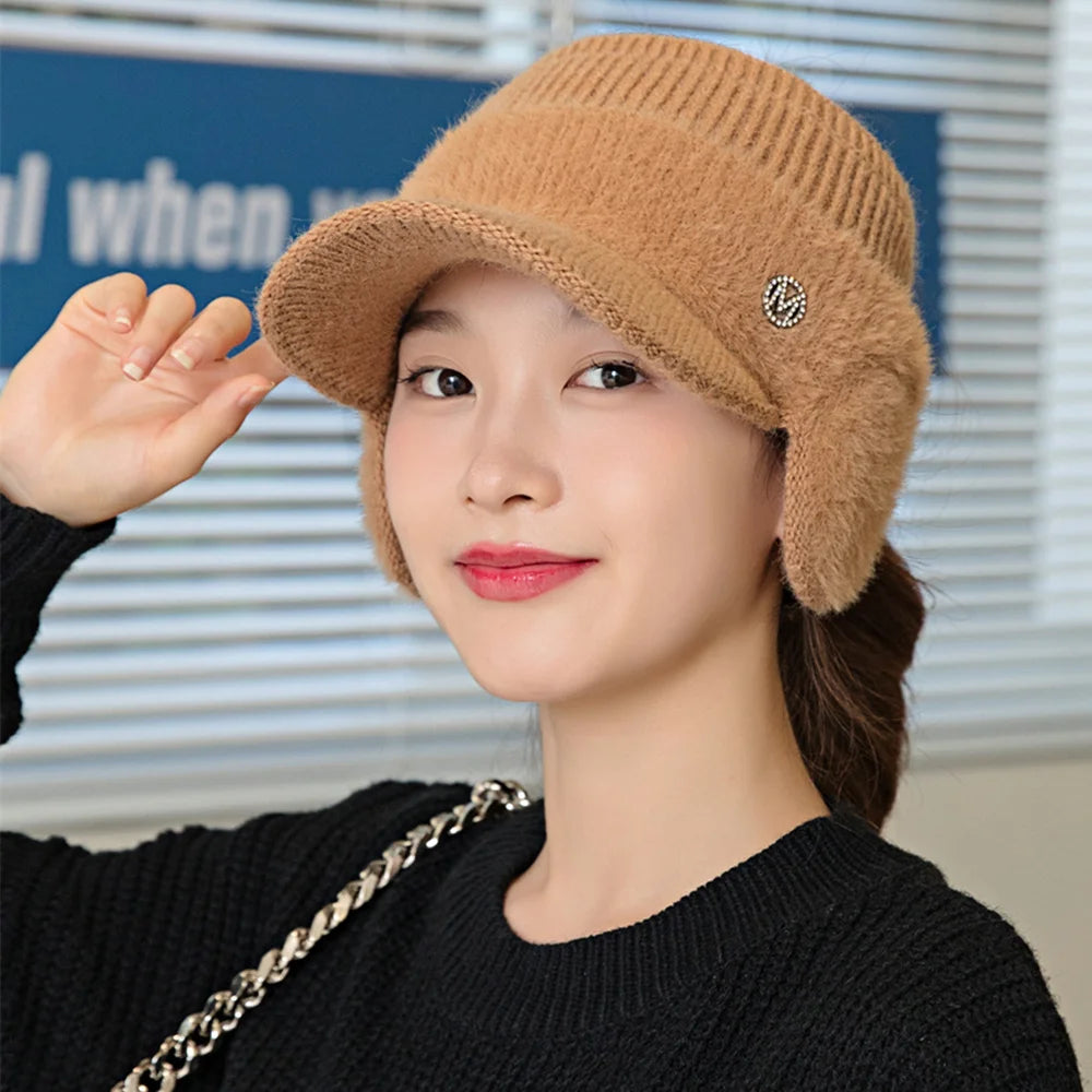 New Women Winter Hat  Fashion Streetwear Decorate Beanie Hat For Women Casual Knitted Warm Cap