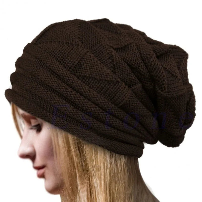 Knitted Hat Women's Autumn And Winter Head Cap Fashion Solid Color Outdoor Windproof Keep Warm Thicken Knitted Hats