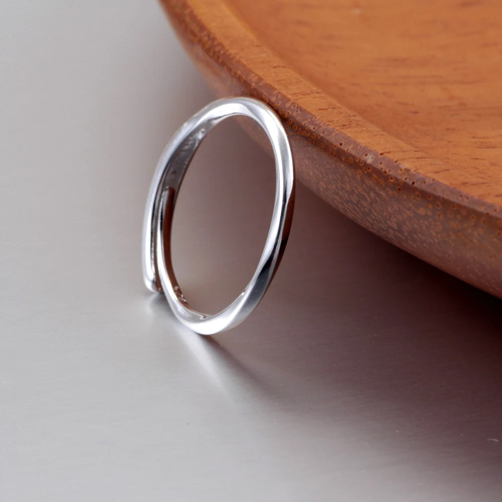 HOT 925 Sterling Silver Fine Plain Ring With Simple Opening Trendy And High-end Fashion Suitable For Women And Men's Jewelry