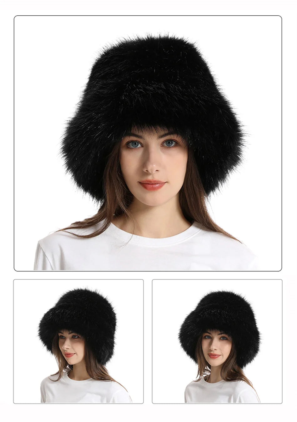 Hat Woman Winter Faux Fur Fisherman Hat Woman Versatile Warm Female Casual Party Fur Hats Women's Cap Ins Plush Bucket Hat