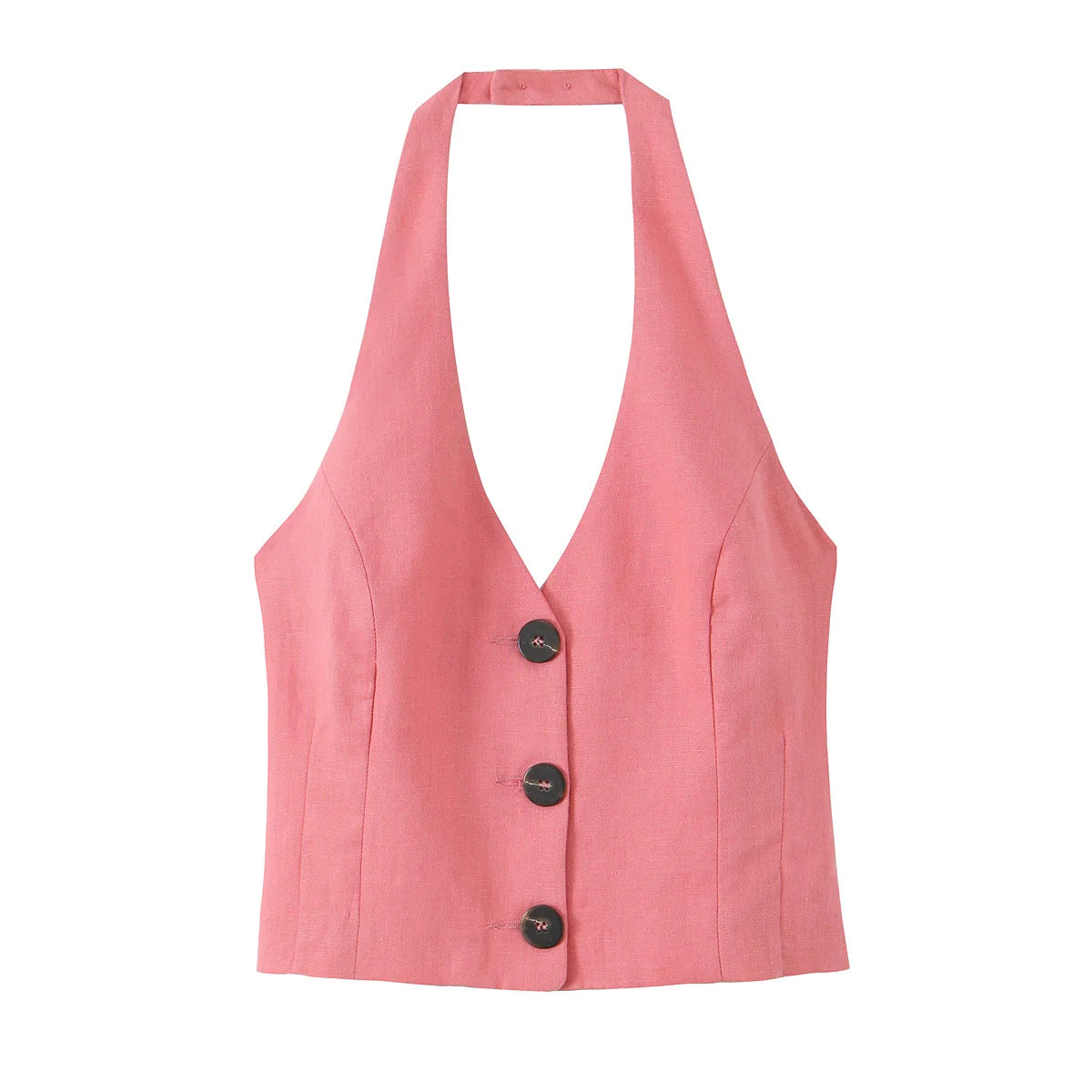 HH Women Skirts Set Hanging Neck Collar Backless Single-breasted Short Tops+A-Line High Waist Lace-up Skirt Women Suits