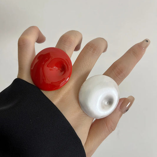Vintage Irregular Round Colorful Enamel Dripping Oil Ring for Women Girls Exaggerated Trendy Finger Jewelry Gift