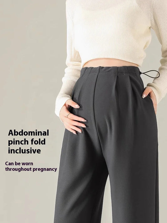 Maternity Pants Spring and Autumn Outside Wear No Support Wide Leg Pants Fall Pregnancy Not Strangling Belly Pants Maternity Wea