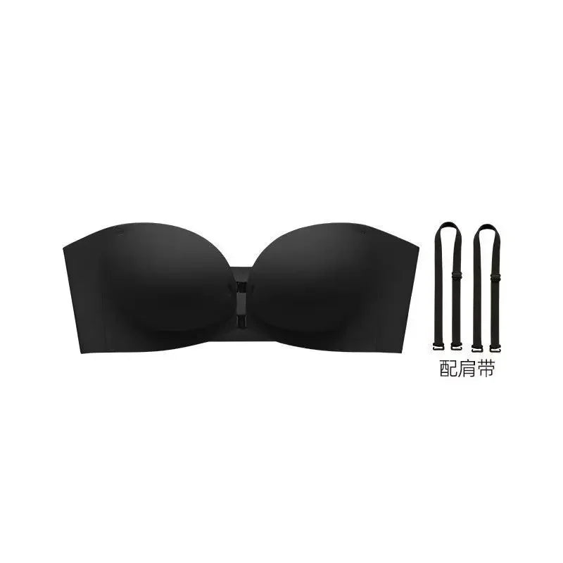 Double Front-buttoned Strapless Bra for Women, Invisible, Anti-slip, Strapless and Backless, with A Close-in Top Support Bra