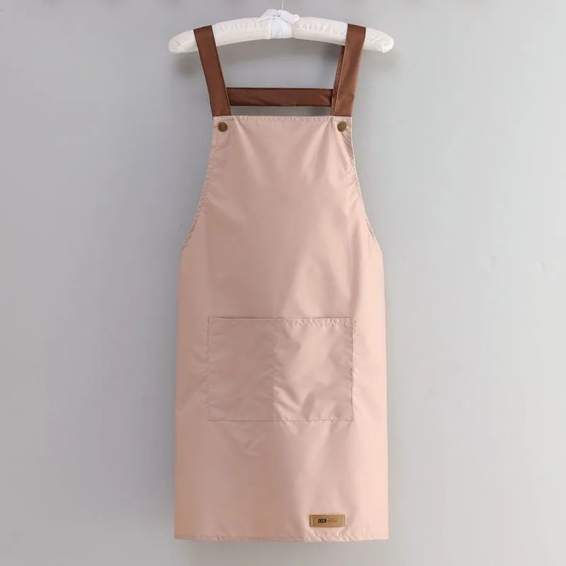 Kitchen Cooking Apron Women Men Waterproof Oil-proof Apron Household Work Clothes with Pockets for Hotel Resturant Coffee Shop