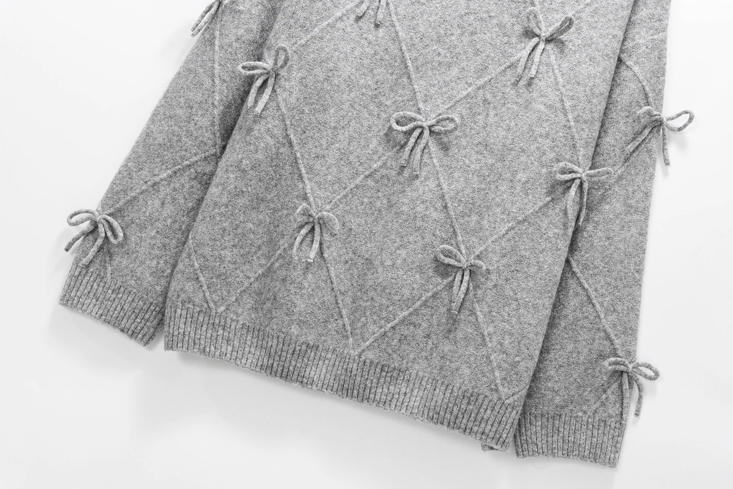 Bow Sweater Women Autumn Winter New Lazy Style Loose Outer Wear Design Anti-aging Knitted Pullover Top 1269568