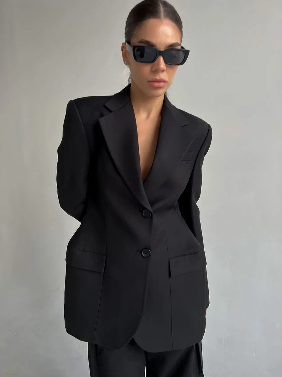 Blubelle Blazer Women Autumn Winter Slim Waist Chic Blazer Coats Office Ladies Double Breasted Fashion Jacket Women Clothing