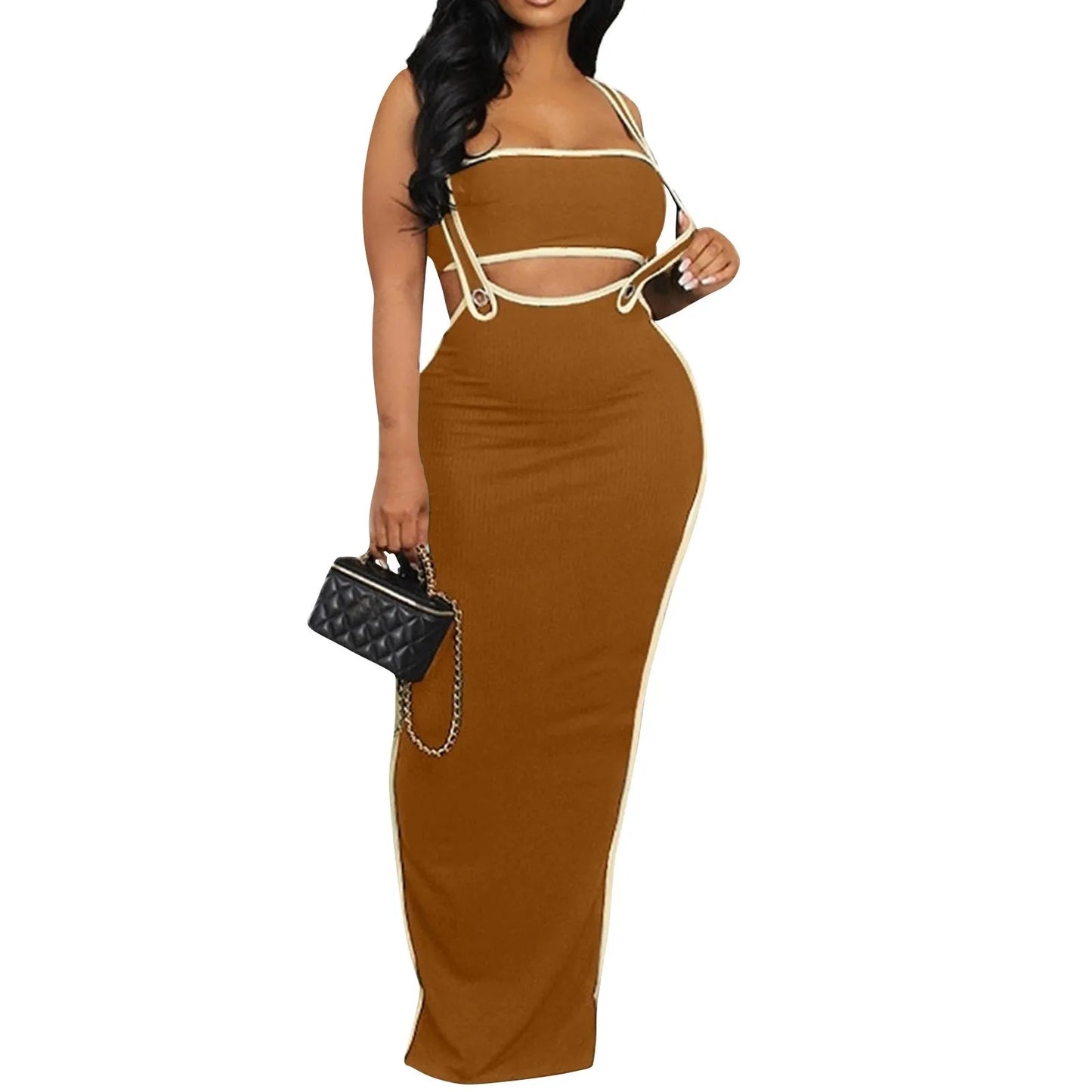 dresses for women One-piece dress design Personality and fashion Sexy Bodycon Tube Crop And Slit Maxi Suspender Skirt vestidos