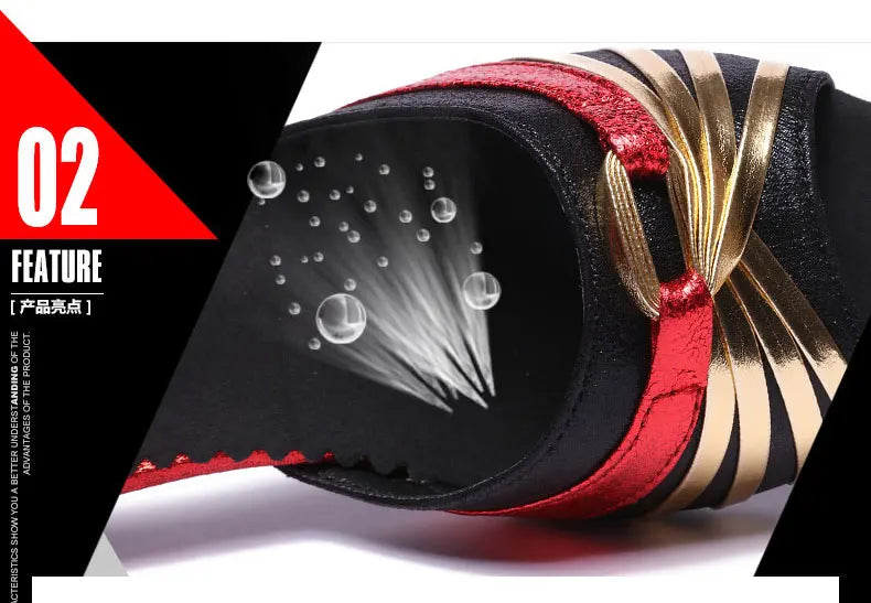 Women's Bachata Swing Salsa Latin Ballroom Dance Shoes Outdoor High Heels Peep Toe Performance Latin Dance Shoes for Woman