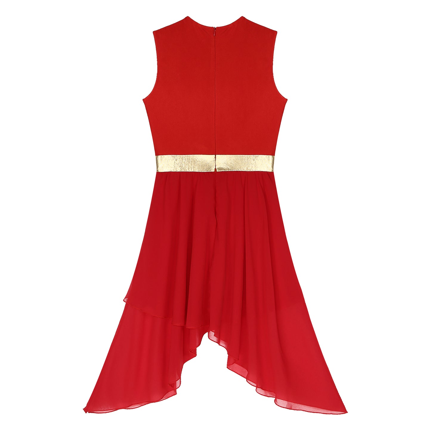 Womens Lyrical Dance Dress Ballroom Dancing Church Choir Stage Performance Costume Sleeveless Asymmetrical Hem Dresses Dancewear