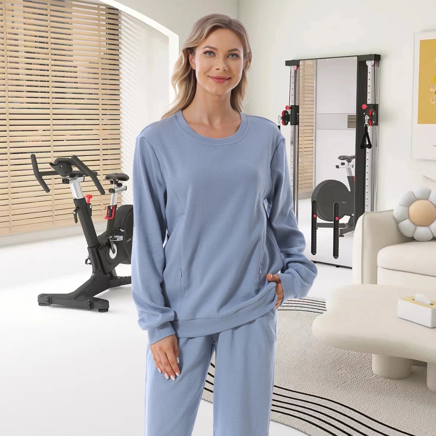 2025 New Maternity Clothes Wear Waffle Breastfeeding Sweater Hoodies Pregnancy Casual Tops for Pregnant Women Autumn Winter