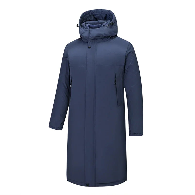 Winter Jacket 3 1-in -1 Removable 2-piece Set Mens Retro Long Warm Padded Jacket Snow Waterproof Thick Hooded Windbreaker Parkas
