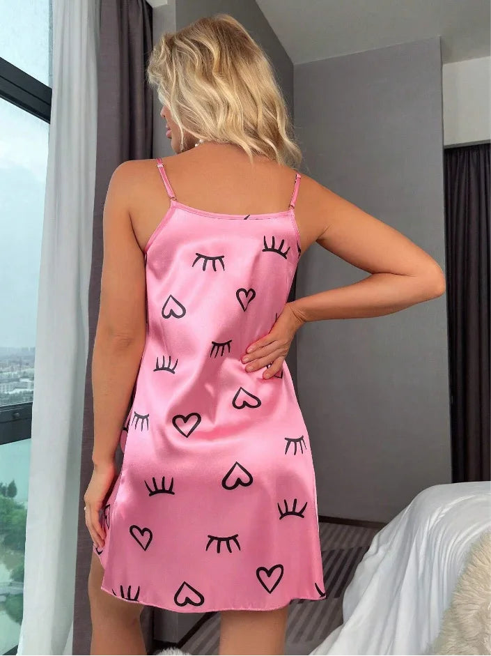 Women Sexy Sleeveless Nightdress Satin Chemise Lingerie Sleepwear Night Dress Cami Slip Dress Nightwear Nightgowns