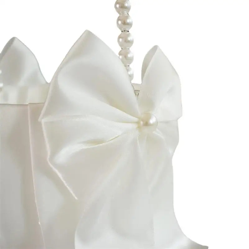 White Girls Flower Basket Silk Wedding Basket Flower Bride Girls Kids Hand Held Wedding Party Wedding  Bridal Flower Basket