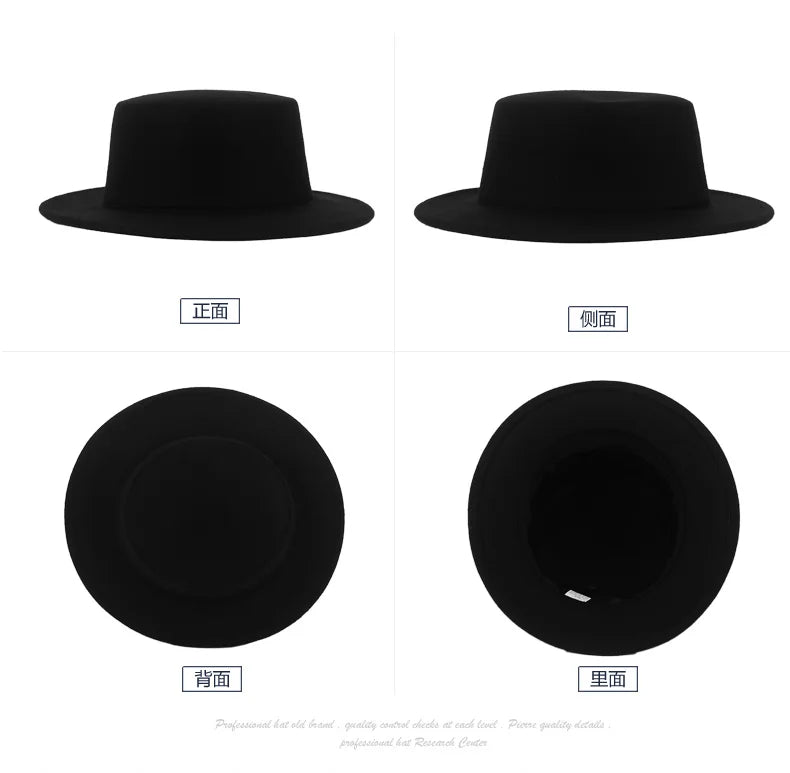 Hats for Women Men Luxury Fedora Hat Panama Wide Brim Autumn Winter Sunhat Wedding Flat Top Cap Elegant Ladies Bowler Hats