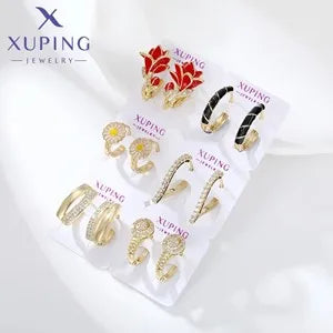 Xuping Jewelry Fashion Charm Mixed Rings Group Popular Rings for Women Gold Plated Party WeddingGift