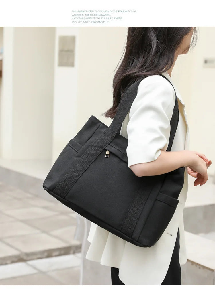 Women's handbag Fashionable Women's Canvas Top-Handle Bag for Daily Commuting and College Style Student Outfit Shoulder Bag