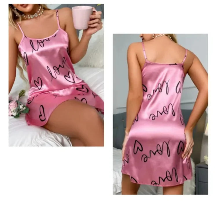 Women Sexy Sleeveless Nightdress Satin Chemise Lingerie Sleepwear Night Dress Cami Slip Dress Nightwear Nightgowns