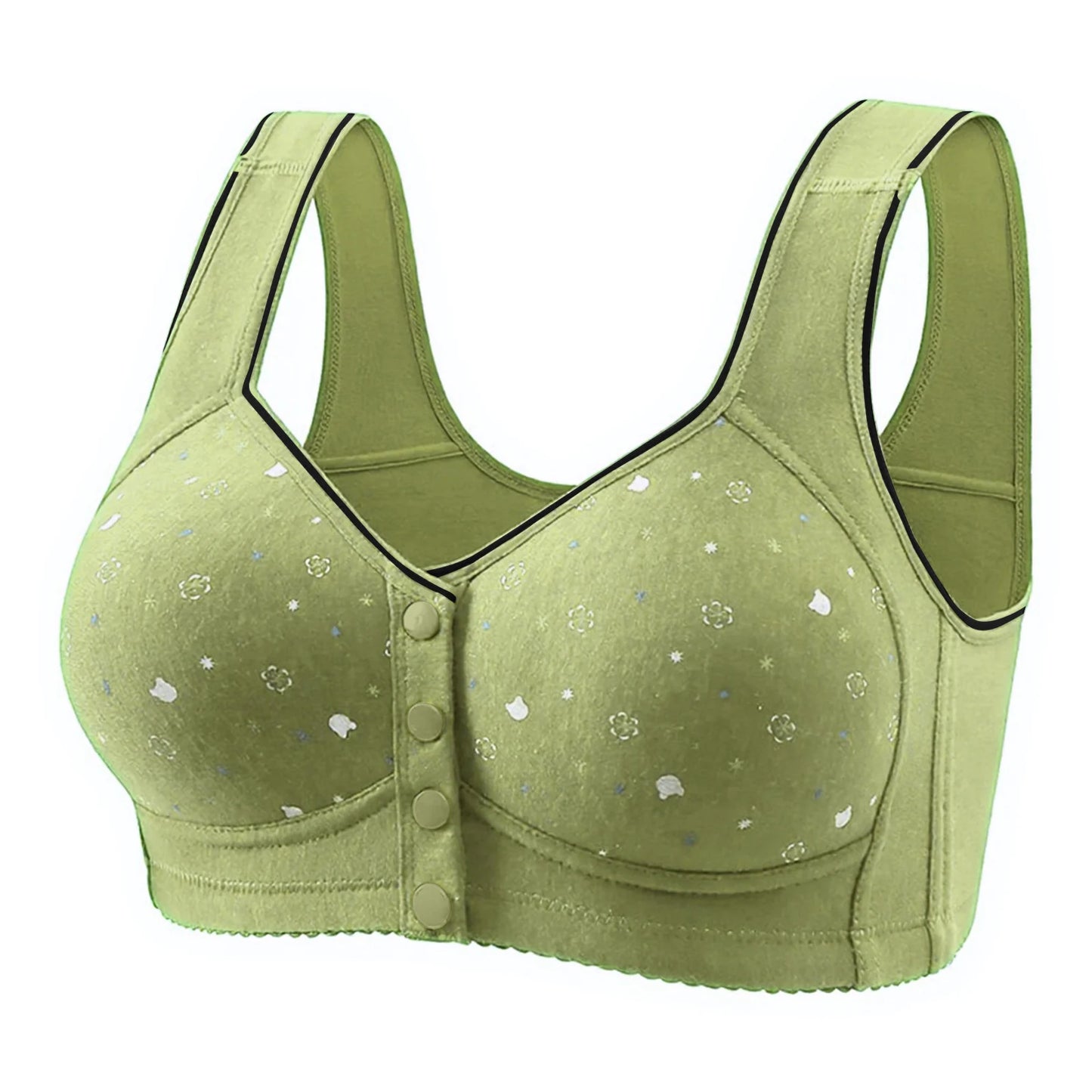 Women'S Front-Clasp Bra Printed Bra Pattern Vest-Style Design Comfortable Without Underwire Suitable Daily Wear All Seasons Home